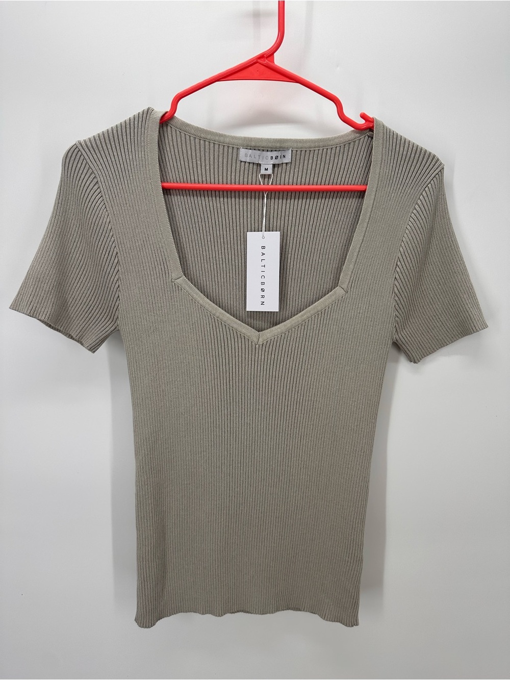 Baltic Born Serenity Knit Grey Sweater with Ribbed Texture V-Neckline